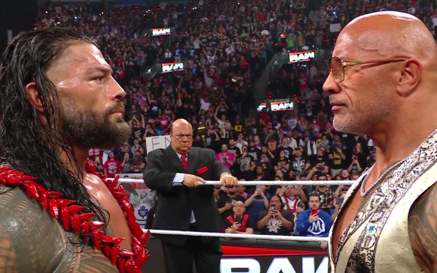 [WATCH] Huge tease as The Rock and Roman Reigns go face-to-face on the RAW on Netflix premiere